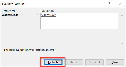 error checking evaluate