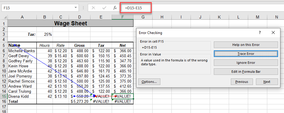 error checking trace check