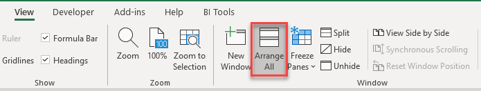 excel view2sheets arrange-all