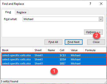 find and select cells find data 3