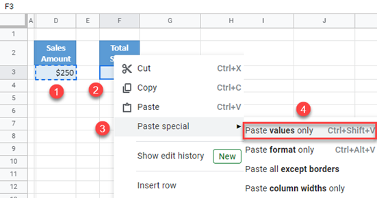 google sheets copy paste as text