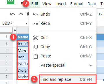 google sheets find and delete