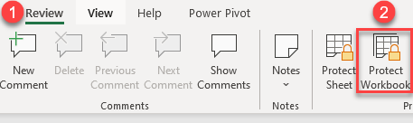 review protect workbook