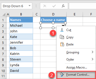 combo box format control