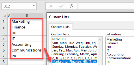 custom list departments excel 1