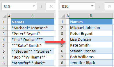 remove asterisks initial data