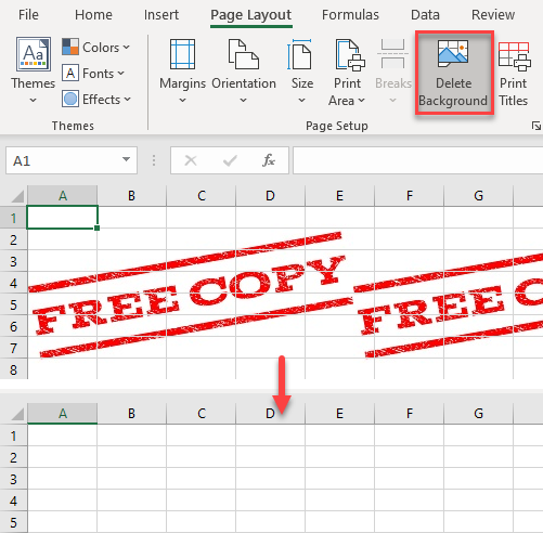 remove watermarks in excel