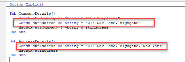 VBA Constants Duplicate Contants