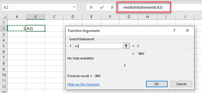 VBA Switch FunctionResult