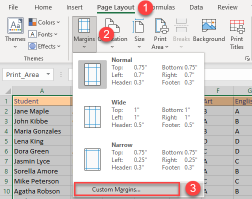 center worksheet horizontally vertically 1