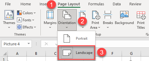 change orientation worksheet landscape 13