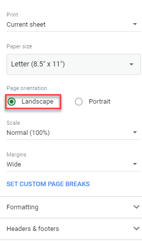 change orientation worksheet landscape 21