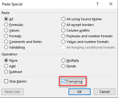 paste horizontal data vertically 4