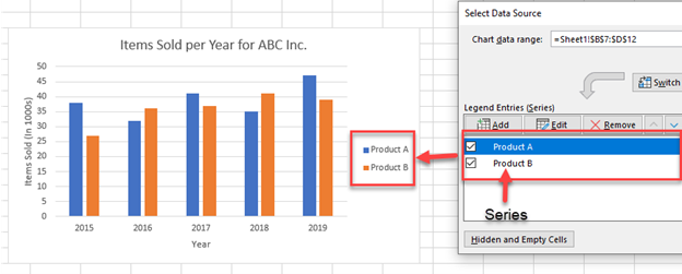 Change Series Names in Graph for Excel