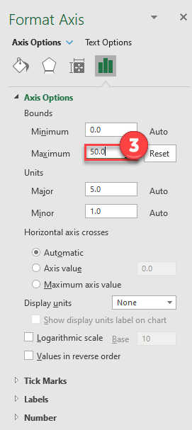 Adjust Maximum Bound for Secondary Axis in Excel