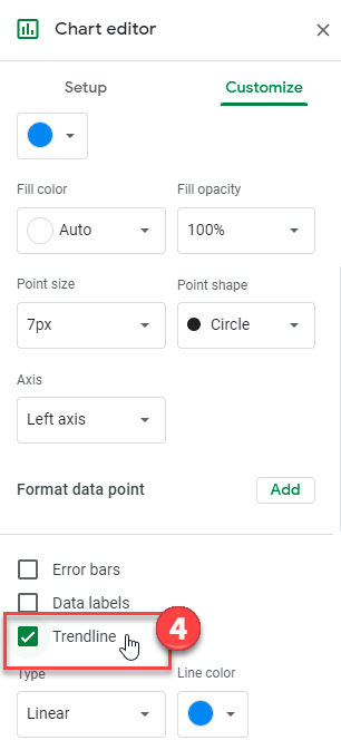 Add Trendline to Scatterplot Google Sheets