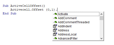 VBA ActiveCell Offset Methods