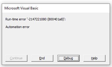 VBA AutomationError