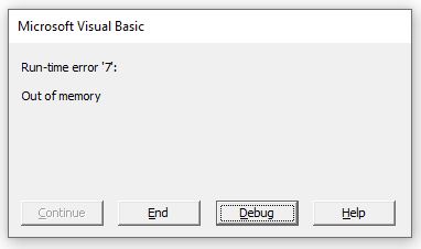 VBA OutOfMemory Error