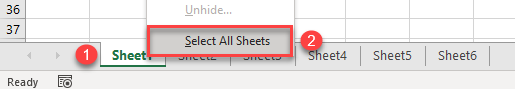 select all sheets 1