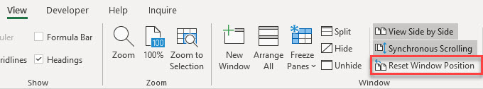 CompareFiles ResetWindowPosition