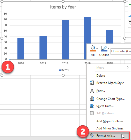 Format X Axis to Rotate Axis in Excel