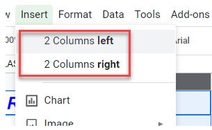 RowColumns GS Columns Insert Menu