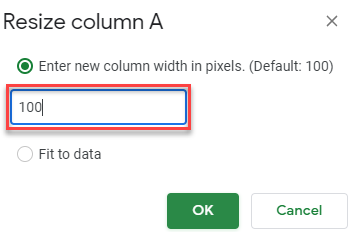 change cell size pixels inches 51