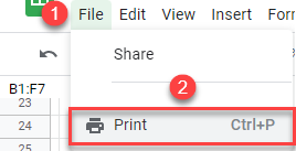 google sheets print only selected cells 2