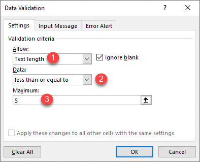 set a character limit data validation 2