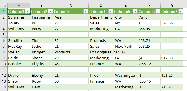 CleanData TableFormatted