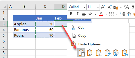 CopyCells Right Click Paste