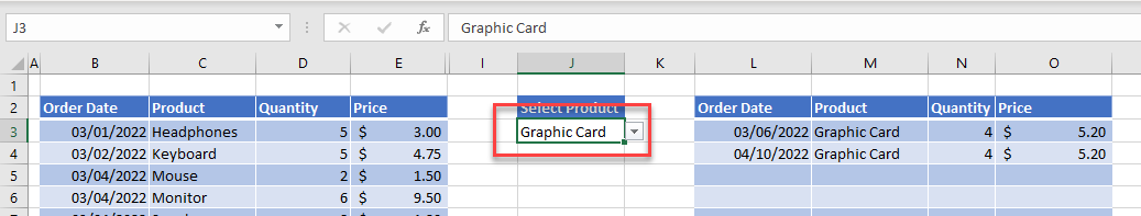 filter change value