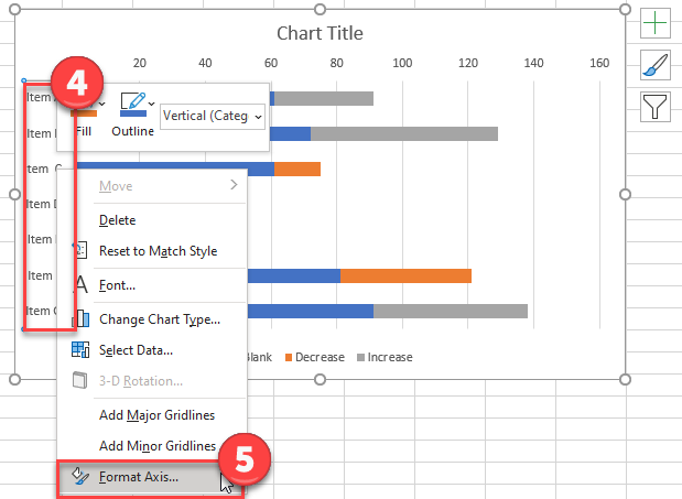 Format Axis for Arrow Graph in Excel