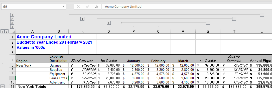 Grouping AutoOutline Groups