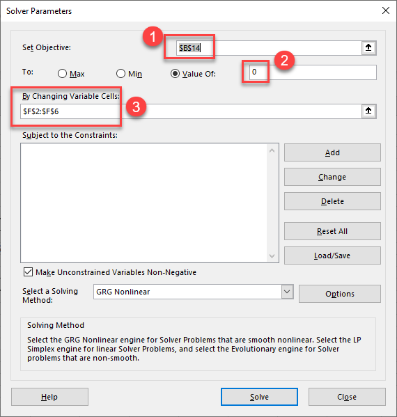 Solver Set Cells