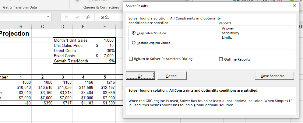 Solver Solution