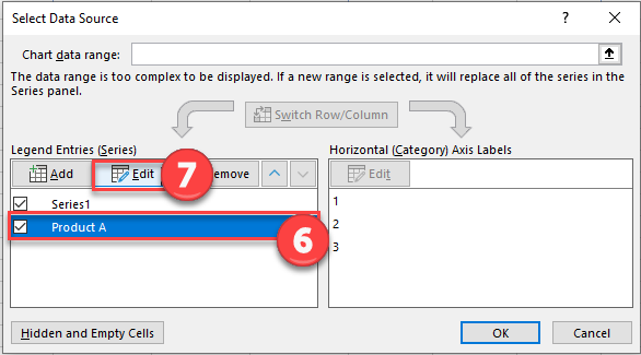 Update the First Series to add Data Points for Dot Plot in Excel