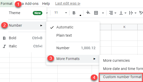 google sheets add units to numbers 1