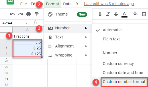 google sheets display fraction without reducing 2