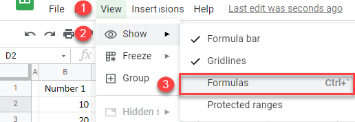 google sheets display print formulas 1