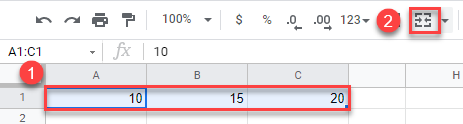 google sheets merge and center 1