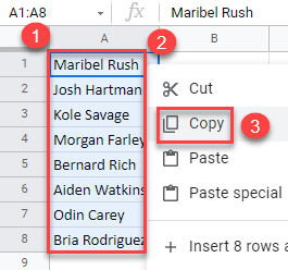 google sheets transpose rows columns 1