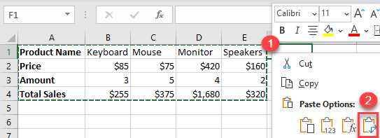 transpose rows columns 6