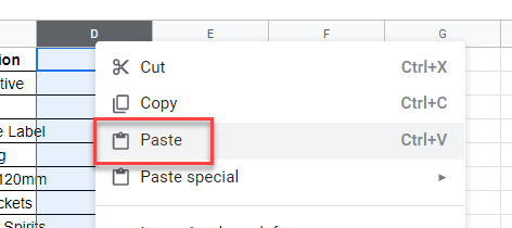 CopyCells gs paste column