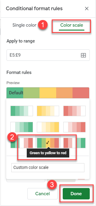 IconSets gs color scale