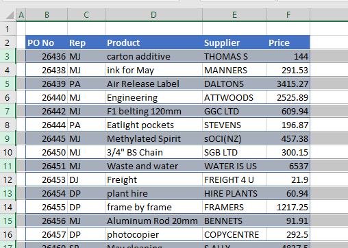 select every other row selected