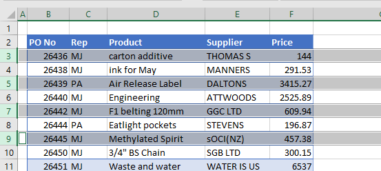 deletemultiple select non adjacent