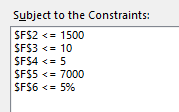 Solver error amend constraint