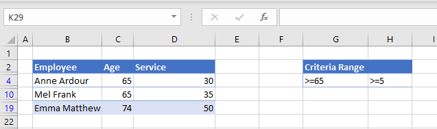 advanced filter criteria